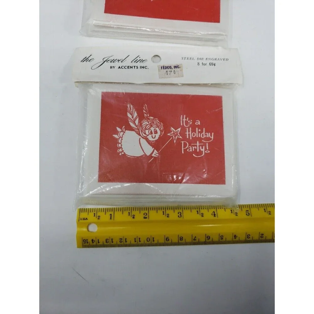 Vintage Christmas Holiday Party Invitations Jewel Line by Accents Lot of 2 Angel